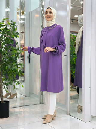 ALESYA YAKA ZİNCİR DETAYLI TUNİK 9940