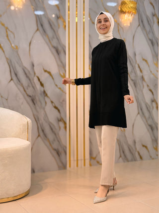 NY MEHLİKA KENDİNDEN DESENLİ SOĞUK İP TUNİK 3189