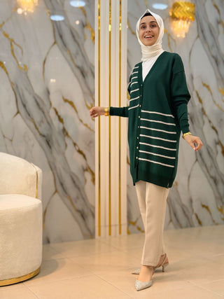 NY MEHLİKA ÇİZGİ DESENLİ SOĞUK İP HIRKA 3282