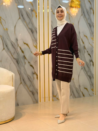 NY MEHLİKA ÇİZGİ DESENLİ SOĞUK İP HIRKA 3282