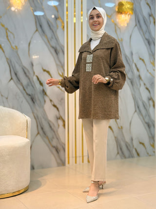 NY MEHLİKA TAŞ İŞLEMELİ TASARIM TUNİK 3232