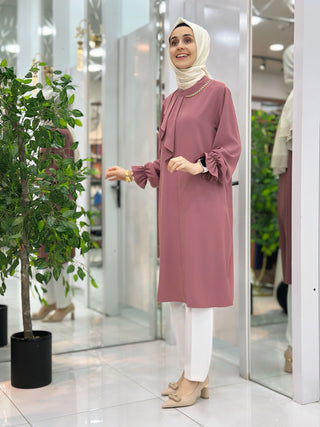ALESYA YAKA ZİNCİR DETAYLI TUNİK 9940