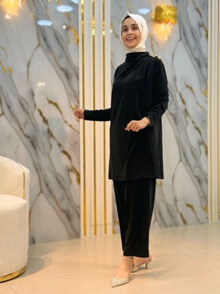 AYŞE AKAY MODA OMUZ DÜĞME DETAY 2'Lİ TAKIM A1103