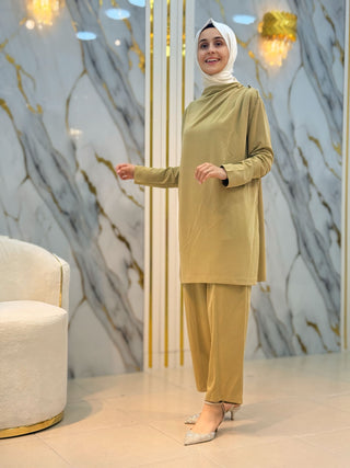 AYŞE AKAY MODA OMUZ DÜĞME DETAY 2'Lİ TAKIM A1103