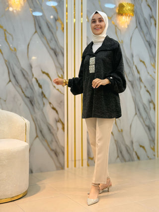 NY MEHLİKA TAŞ İŞLEMELİ TASARIM TUNİK 3232