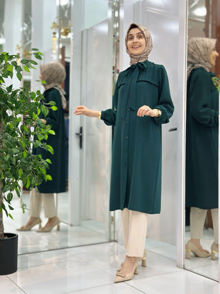 ALESYA KREP YAKA PİLELİ TUNİK ALS 2193