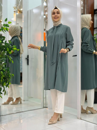 ALESYA KREP YAKA BAĞLAMA TUNİK 2417