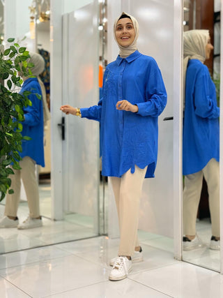 PUANE ÇİÇEK İŞLEMELİ TUNİK 10664