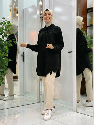 PUANE ÇİÇEK İŞLEMELİ TUNİK 10664