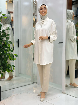 AYŞE AKAY TAŞ İŞLEMELİ GÖMLEK 12013