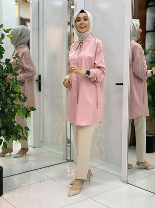 AYŞE AKAY TAŞ İŞLEMELİ GÖMLEK 12013