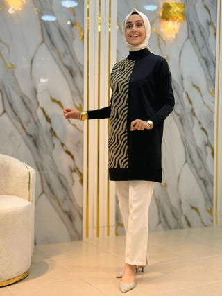 NY MEHLİKA ANGORA İP DETAYLI SOĞUK İP TUNİK 35022