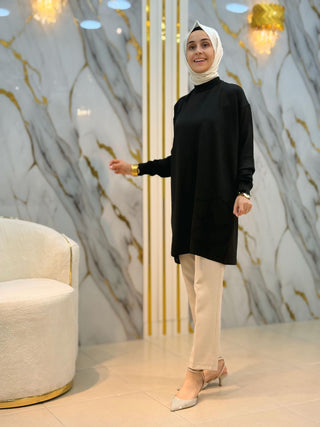NY MEHLİKA KENDİNDEN GÜL İŞLEMELİ SOĞUK İP TUNİK 35244