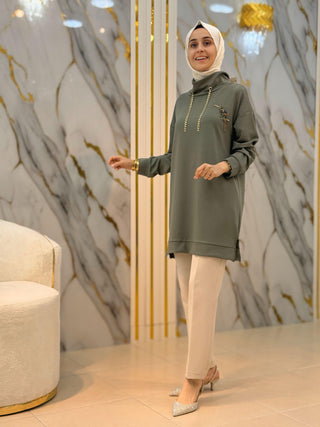 NY MEHLİKA ZİNCİR VE KUŞ TAŞLI TUNİK 2130