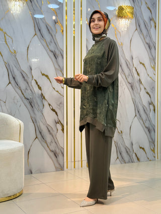 NY MEHLİKA OYSHO ÖNÜ VE ARKASI JAKAR DETAYLI TAKIM 8189