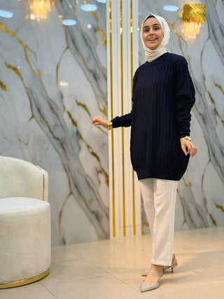 NY MEHLİKA ÇİZGİLİ SOĞUK İP TUNİK 3185