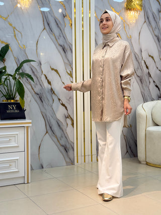 NY MEHLİKA KENDİNDEN DESENLİ JAKAR GÖMLEK 2627