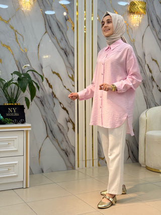 NY MEHLİKA DANTEL İŞLEME BEBE YAKA DETAYLI GÖMLEK 2859