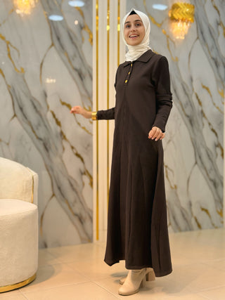 NUSS TASARIM YAKA DÜĞMELİ ELBİSE 25Y1423