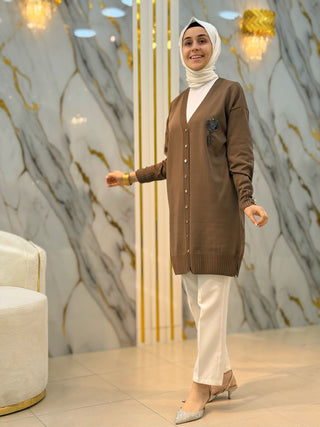 NY MEHLİKA LALE İŞLEME SOĞUK İP HIRKA 3260