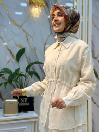 STELLA STORE ÇİÇEK DETAYLI FERMUARLI 2'Lİ TAKIM 1578