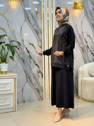 AYŞE AKAY MODA İPEK KUPRA DETAY TASARIM 2'Lİ TAKIM 1026