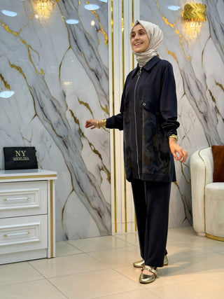 LARCH İPEK KUPRA VE PİKE CEKETLİ TAKIM 1154