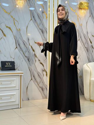 NY MEHLİKA KOL AĞZI TAŞLI BOYUNDAN BAĞLAMALI ELBİSE 3946