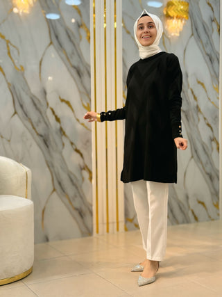 NY MEHLİKA ZİGZAG DETAY SOĞUK İP TUNİK 3183