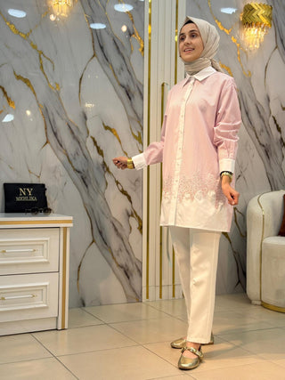 STELLA STORE ALTI BONCUK İŞLEMELİ GÖMLEK 1516