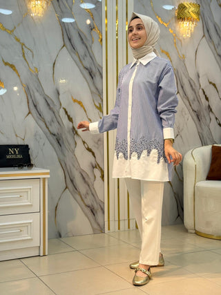 STELLA STORE ALTI BONCUK İŞLEMELİ GÖMLEK 1516
