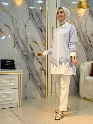 STELLA STORE ALTI BONCUK İŞLEMELİ GÖMLEK 1516