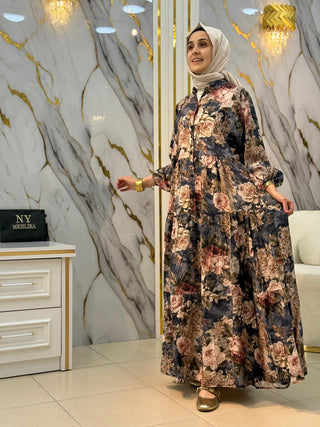 ESİO FLORAL DESEN ELBİSE 1714