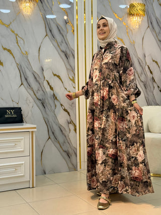 ESİO FLORAL DESEN ELBİSE 1714