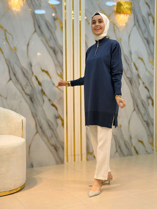 NY MEHLİKA YAKA FERMUARLI TRİKO TUNİK PLT29