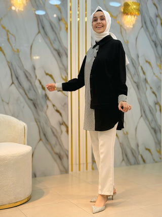 PUANE GÖMLEK DETAYLI TUNİK 10656