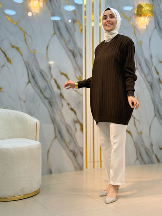 NY MEHLİKA ÇİZGİLİ SOĞUK İP TUNİK 3185