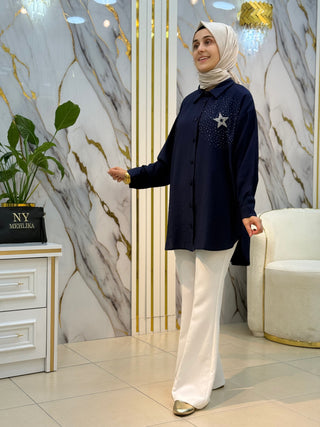 NY MEHLİKA YILDIZ VE TAŞ İŞLEMELİ GÖMLEK 2632