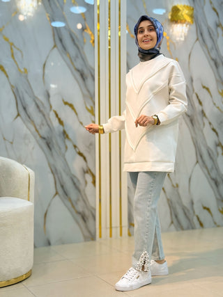 PLİSE V DESEN TASARIM TUNİK 24034