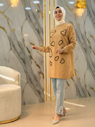 AYŞE AKAY PUL PAYET İŞLEMELİ 85 CM TUNİK 25224