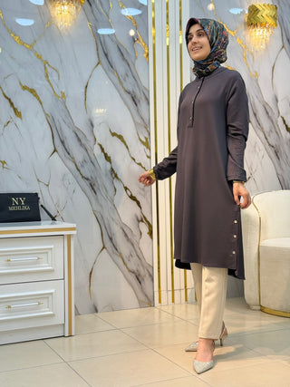 KADO ÖNÜ VE YANLARI DÜĞME DETAYLI TUNİK 268204