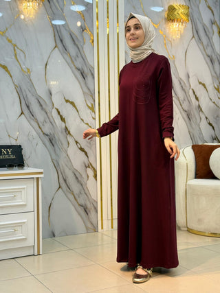 KADO ÖNÜ YUVARLAK CEP DETAYLI ELBİSE 268256