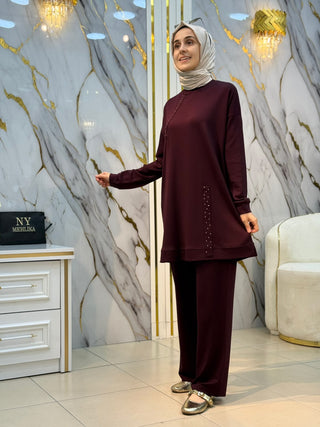 KADO ÖN TARAFI VE ALTI PUL DETAYLI PANTOLONLU TAKIM 268346