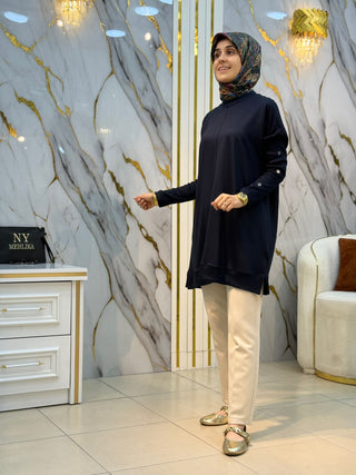KADO RİBANA VE DÜĞME DETAY TUNİK 268484
