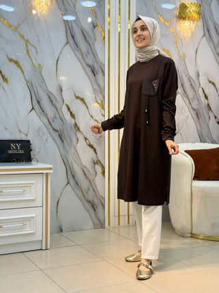 KADO TAŞLI LALE DETAYLI UZUN TUNİK 268554