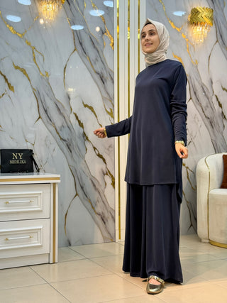 KADO KOLLARI DÜĞME DETAYLI ETEK PANTOLONLU TAKIM 268574