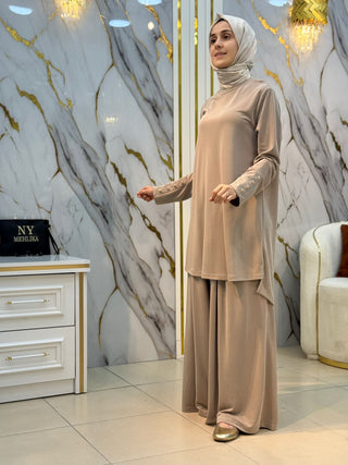 KADO KOLLARI DÜĞME DETAYLI ETEK PANTOLONLU TAKIM 268574