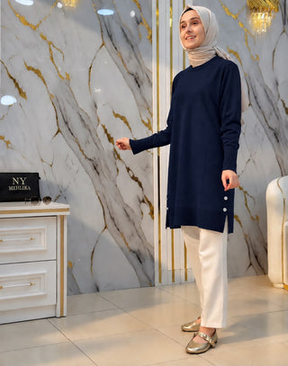 KADO YANLARI DÜĞMELİ MERSERİZE TUNİK 2726004