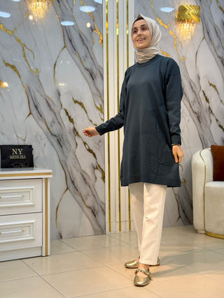 KADO TEK TARAFI ÇİÇEK DETAYLI TUNİK 2726073