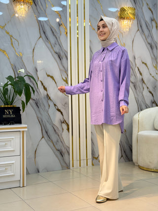 NY MEHLİKA ÖNÜ TAŞ İŞLEMELİ GÖMLEK 2861